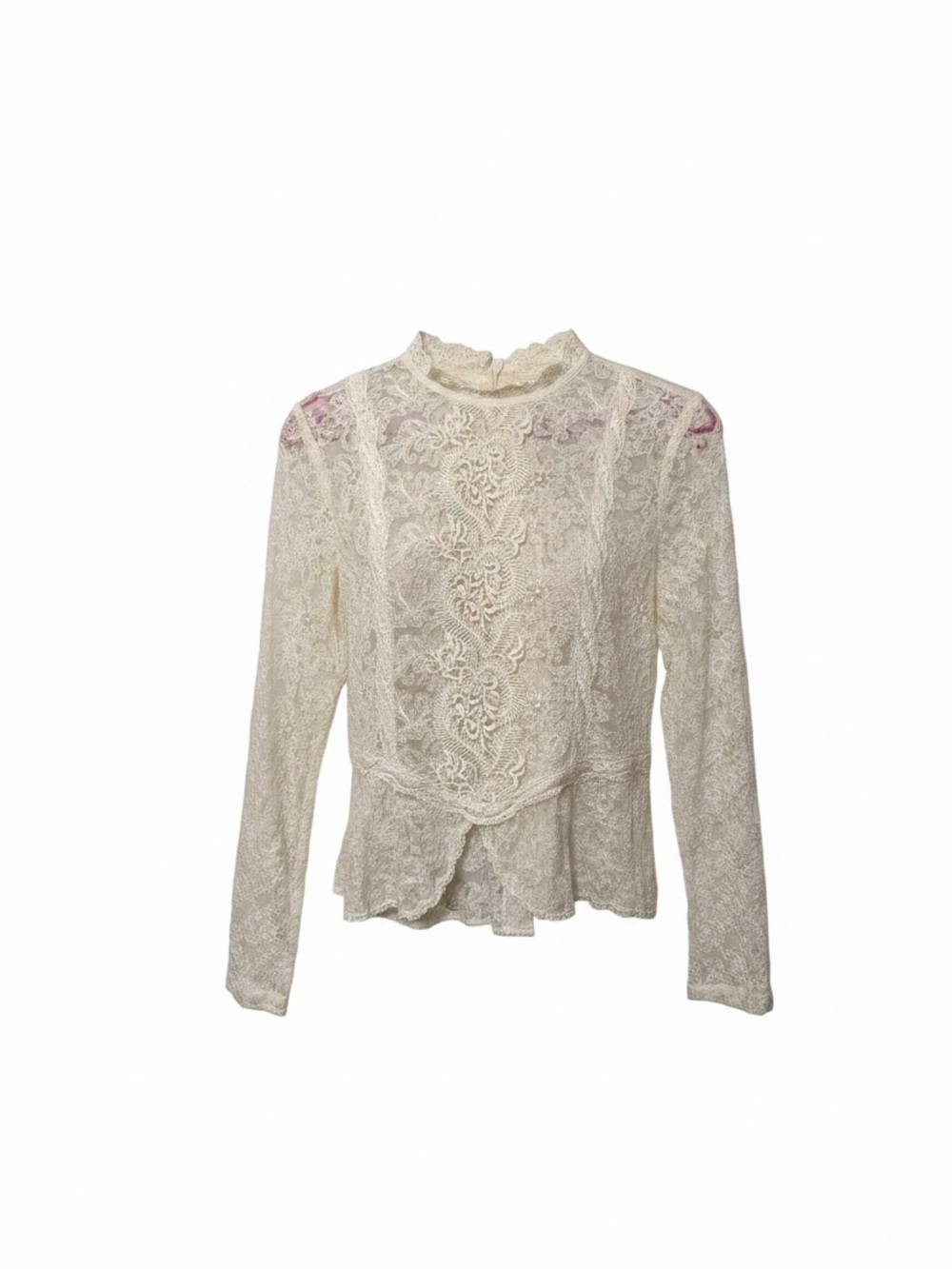 San Andre 1993  Cream Lace High-Neck Women's Top Size Medium
